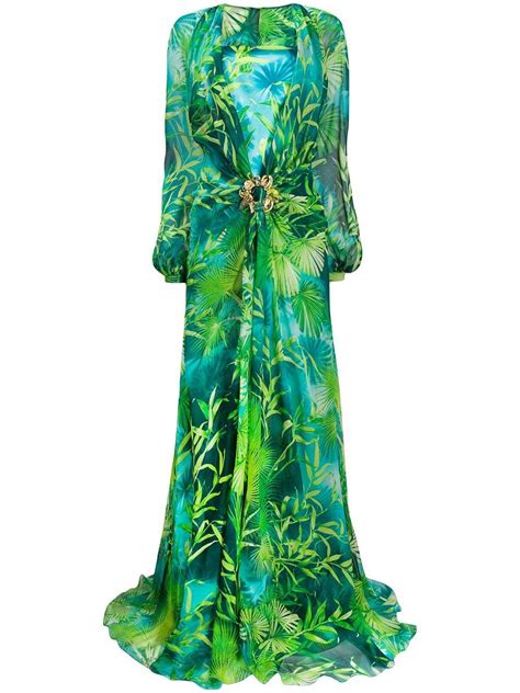 versace dress sandra bullock|Versace green jungle dress.